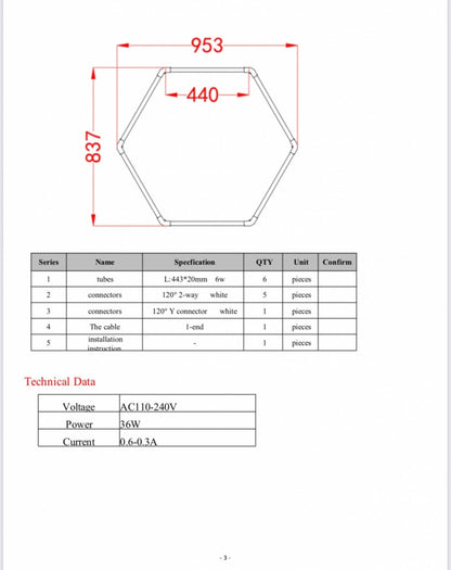1 Hexagon 965 mm X 830 mm uten dimming