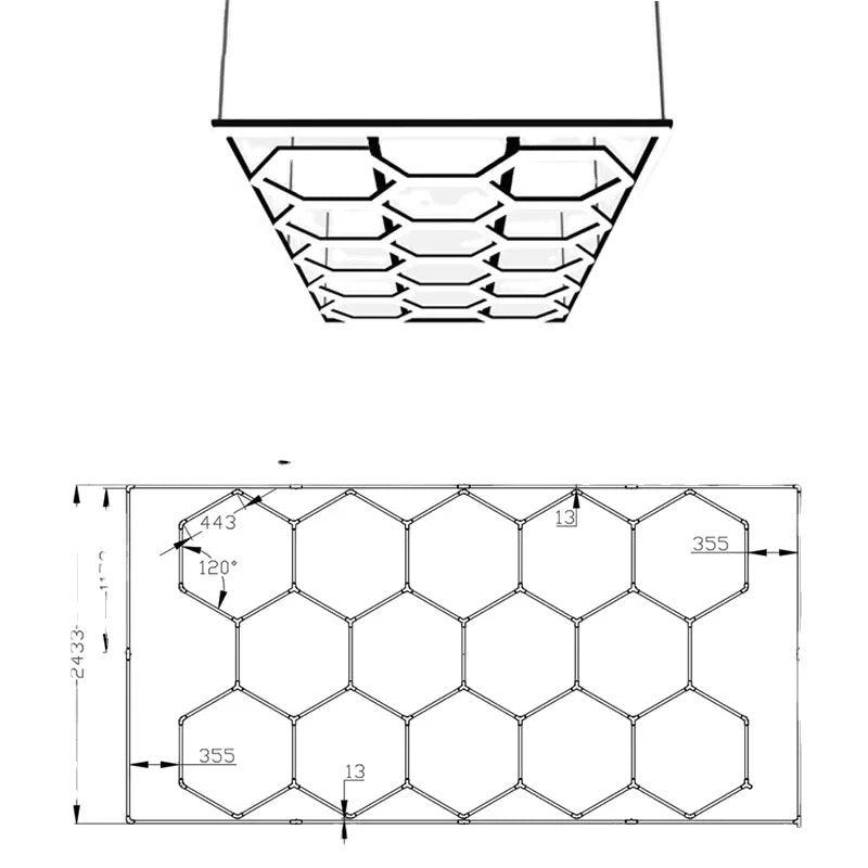 14 Hexagon lys system inkl. rektangulær ramme - NordicHex