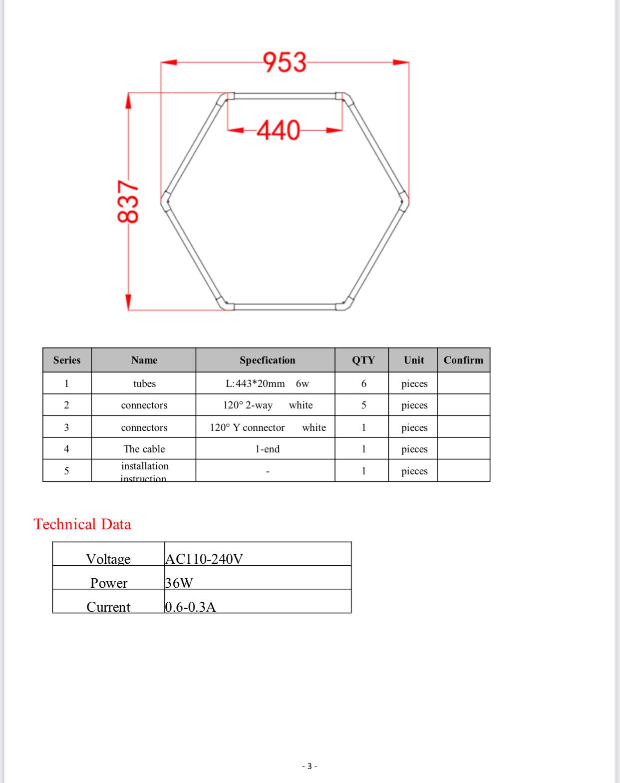 1 Hexagon 965 mm X 830 mm (vareprøver komplett Hexagon sekskant) - NordicHex