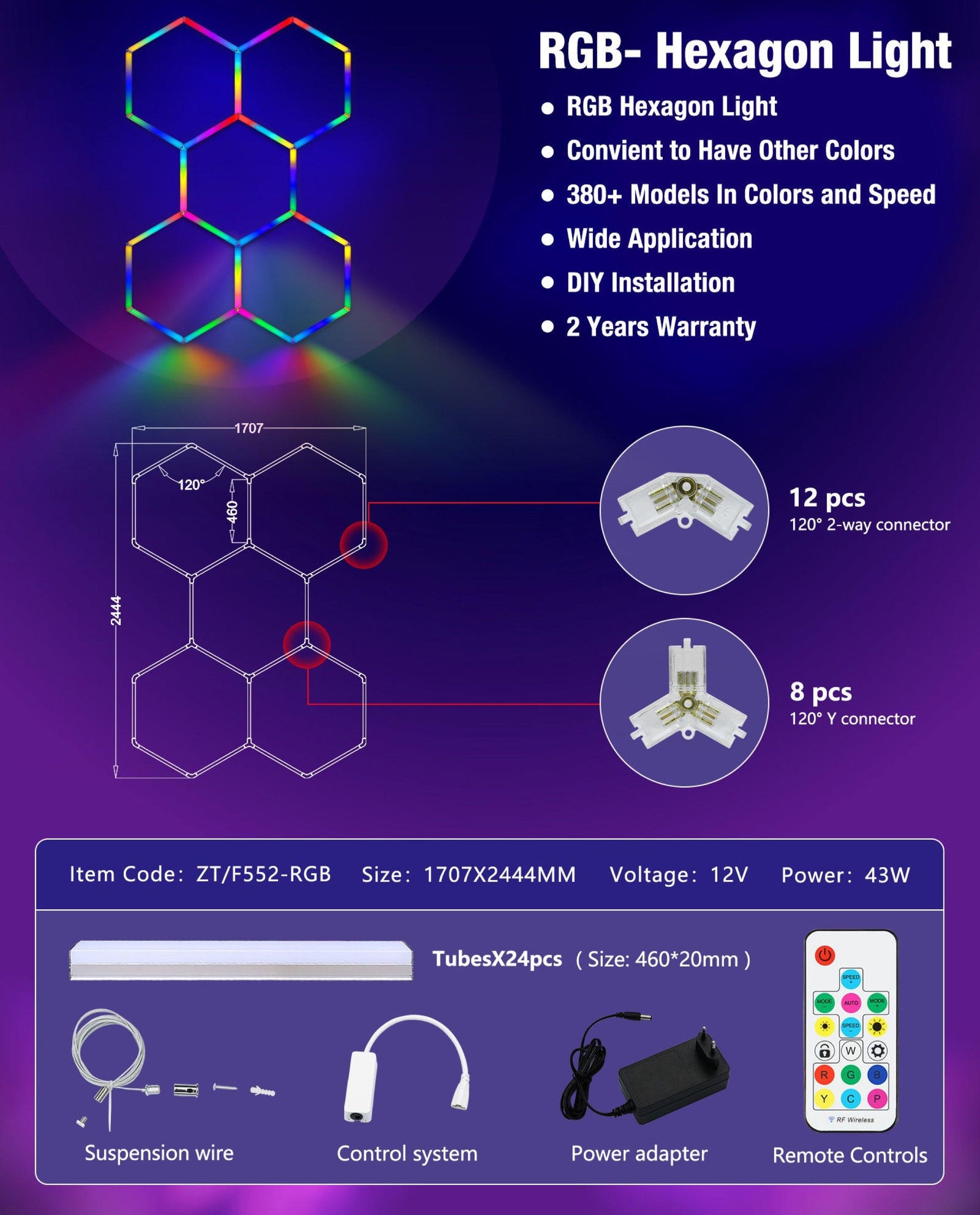 5 RGB Hexagon 1707*2444mm - NordicHex