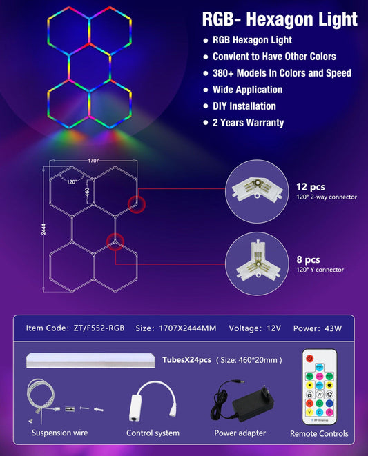 5 RGB Hexagon 1707*2444mm - NordicHex