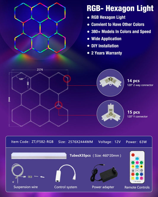 8 RGB Hexagon 2576*2444mm - NordicHex