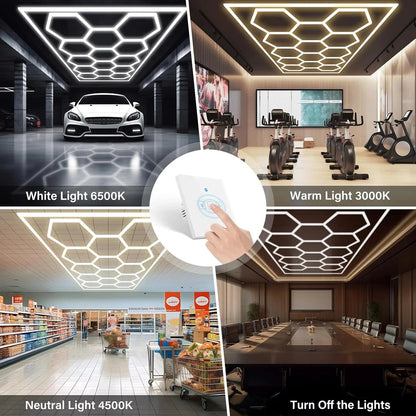 💡 3 fargetemperaturer i ett system • 3000K – varmt og behagelig • 4500K – nøytralt og balansert • 6500K – kaldt og kraftig arbeidslys